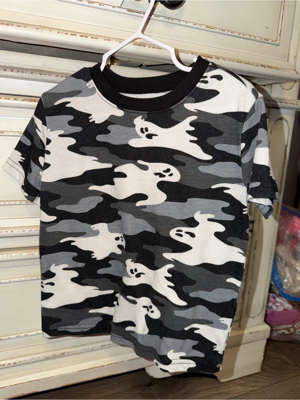 Kids Unisex Black & Gray Ghost Camo Short Sleeve Tee